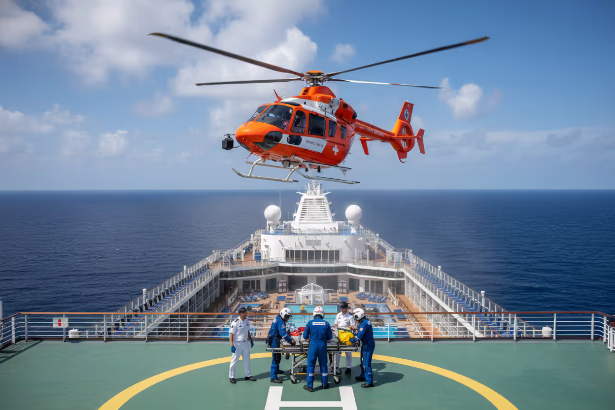 Medical evacuation from a cruise ship for an elderly passenger