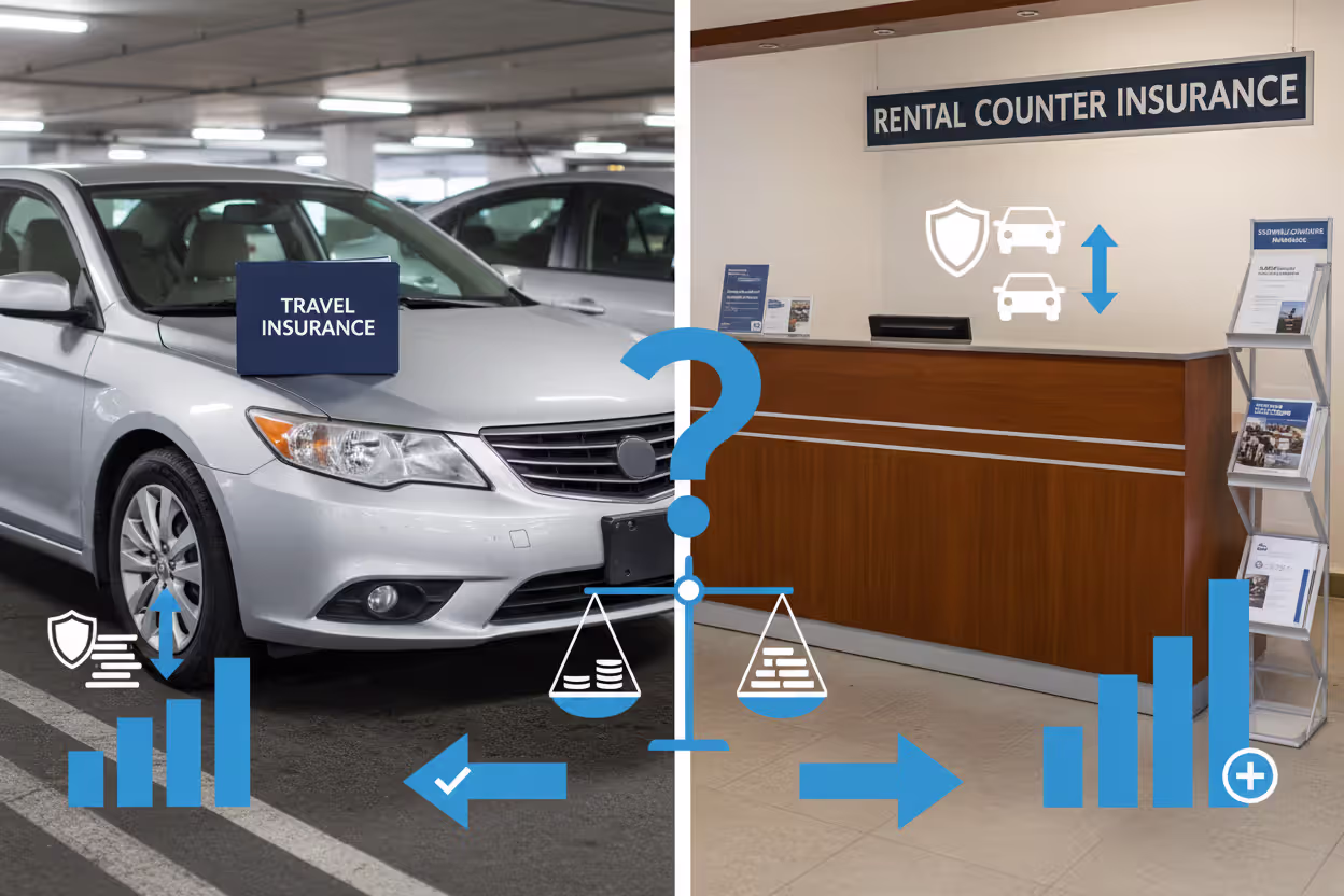 Comparison of travel insurance rental car coverage and rental counter insurance