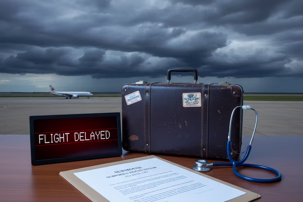 Travel insurance covered reasons including illness, severe weather, flight disruption, and legal duty