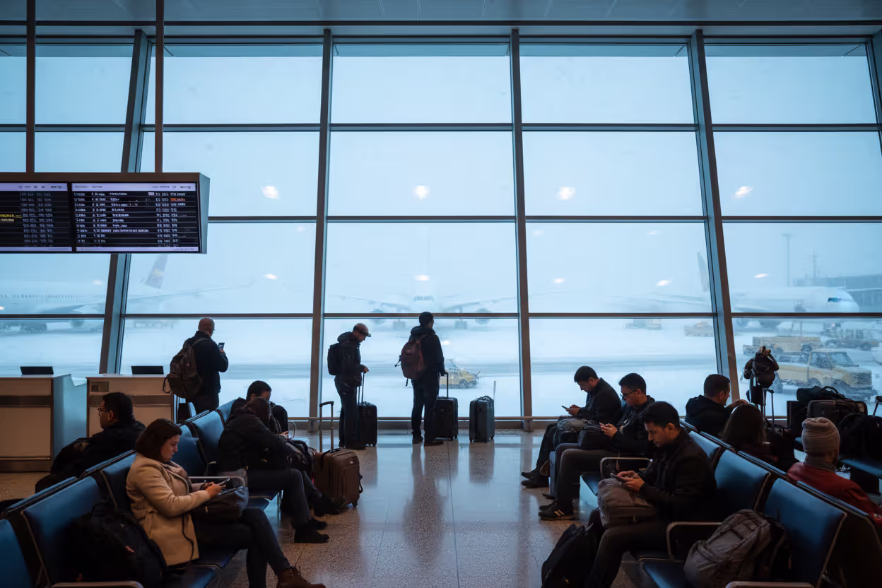 Snowstorm causing airport travel delays