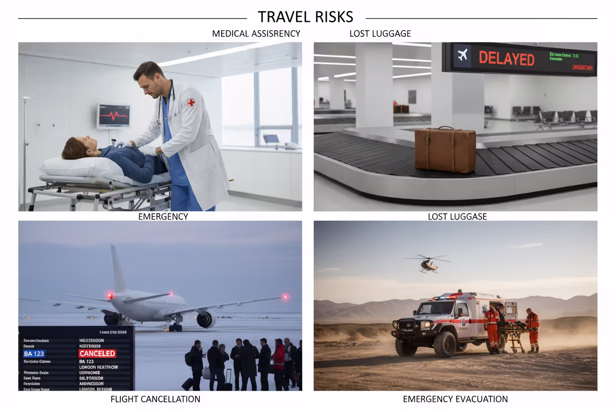 Visual summary of travel insurance coverage types