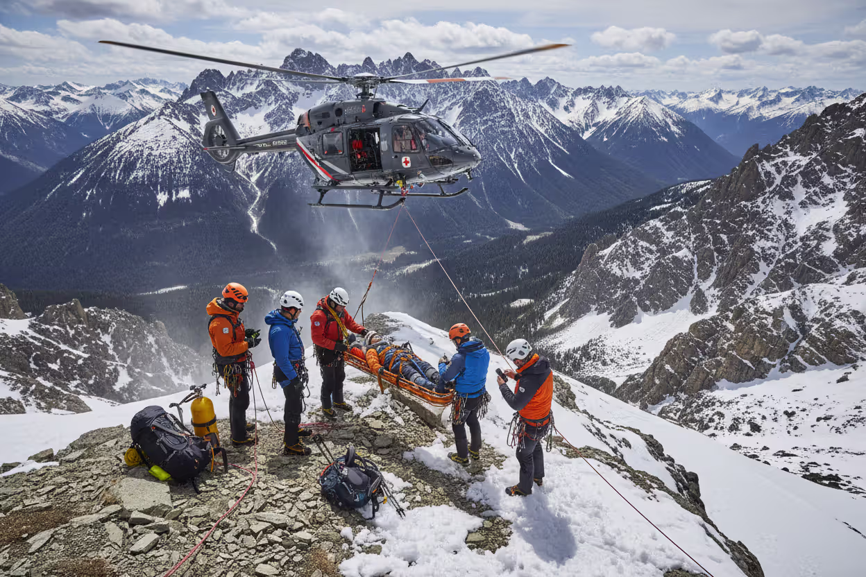 Emergency rescue during an adventure trip in a remote area